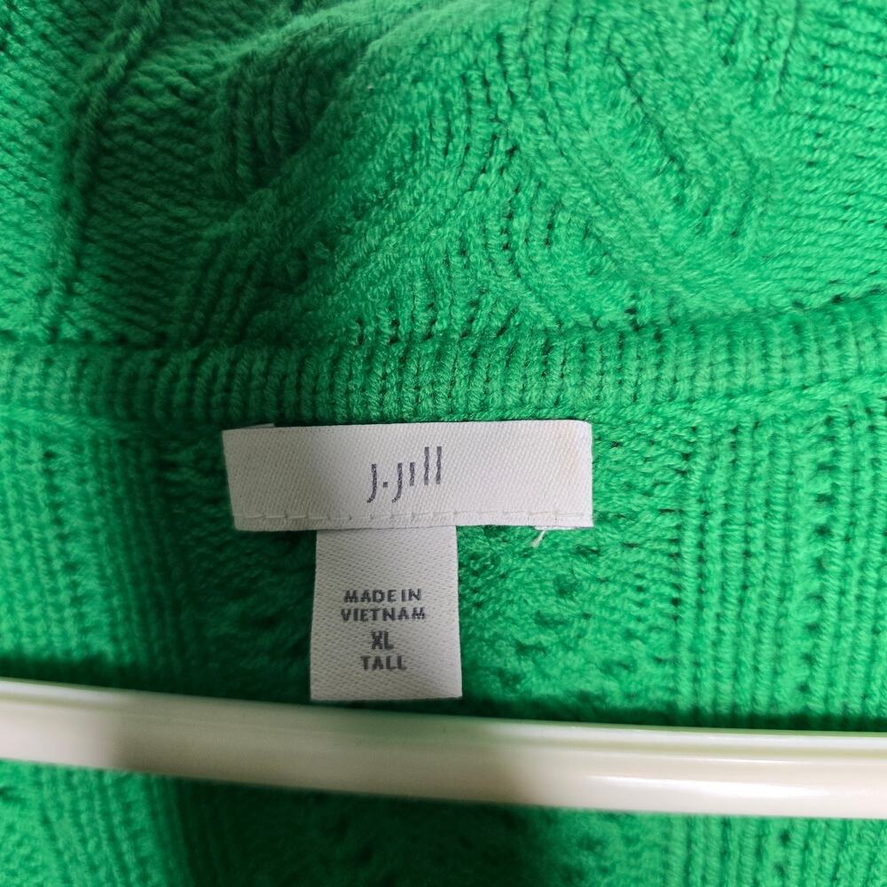 Women's J. Jill Green Meadow Cable Knit Polo Sweater Size XL Tall - Picture 4 of 8